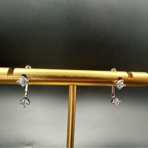 Modern Silver Minimalist Earrings with Crystal Accents